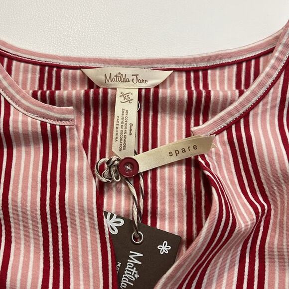 NEW Matilda Jane Valentines Red and Pink Striped Midi Dress Women's Size XS - Picture 3 of 10